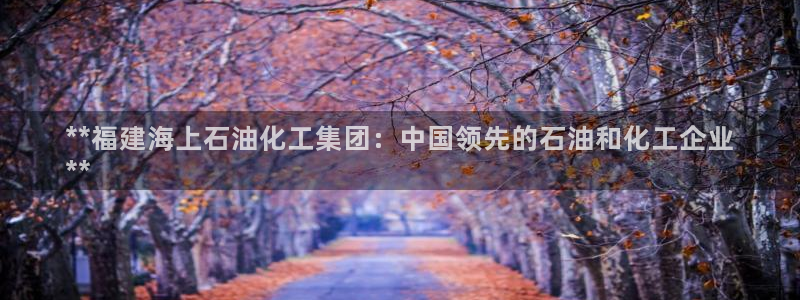 球盟会可以提现么现在：**福建海上石油化工集团：中国领先的石
