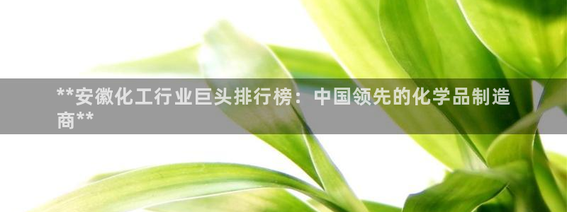 球盟会登录网址：**安徽化工行业巨头排行榜：中国领先的化学品